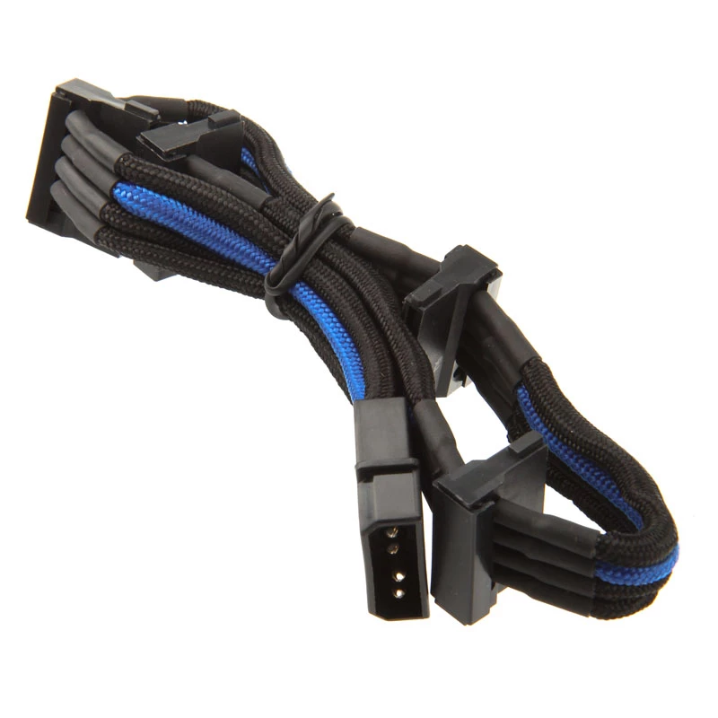 SilverStone 4-pol. Molex uz 4x SATA kabelis, 300 mm - melns/zils