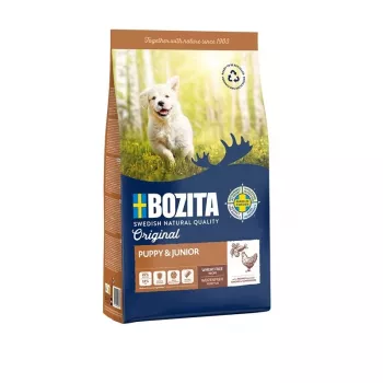 Sausā suņu barība BOZITA Oriģināls Puppy & Junior Chicken, 12 kg — 25% olbaltumvielu, 13% tauku, augšanas periodam