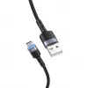 Datu kabelis Tellur USB uz Type-C LED neilona pinumā 1,2 m melns
