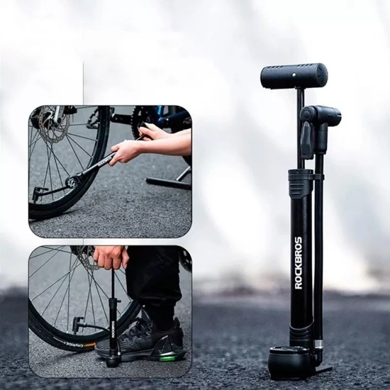Rockbros 42310006001 Velosipēda rokas sūknis ar manometru, melns