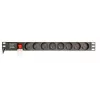 Strāvas sadales bloks Gembird EG-PDU-014-FC14, 8 maiņstrāvas rozetes, C14 ieeja, 3 m kabelis, 1U alumīnija korpuss, 10 A, 3680 W
