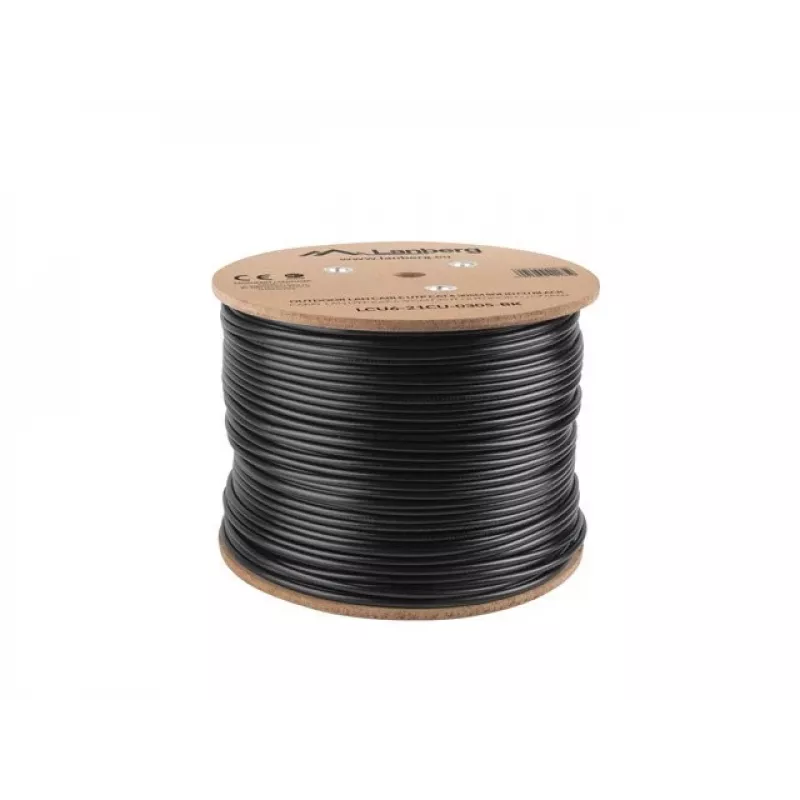 Lanberg LCU6-21CU-0305-BK tīkla kabelis melns 305 m Cat6 U/UTP (UTP) āra