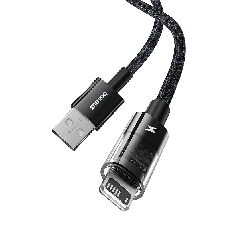 Baseus Gem USB uz IP 2.4A ātrās uzlādes kabelis 2 m Melns