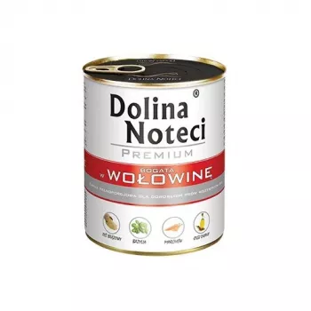 Mitrā suņu barība Dolina Noteci Beef & Pork Adult 800 g bundža — 11% proteīns, 78% mitrums