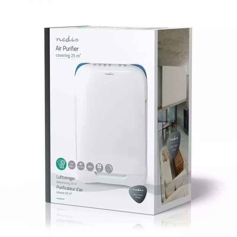 Nedis AIPU200CWT gaisa attīrītājs 25 m² 54 dB 50 W Balts