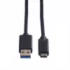 ROLINE - USB kabelis - USB Type C (M) - 9 kontaktu USB Type A (M) - 1 m (USB 3.1) - Formēts - Melns (11.02.9011)