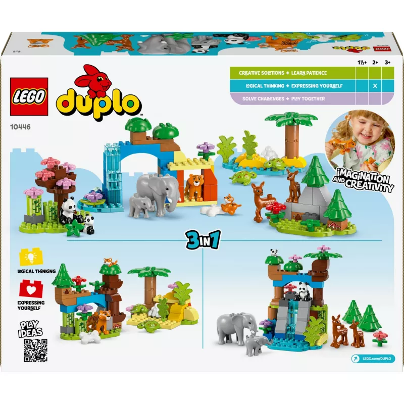Rotaļlietu komplekts LEGO DUPLO Town Wild Animal Families 3-in-1 10446 — 92 gabali, 2+, 200×220×340 mm