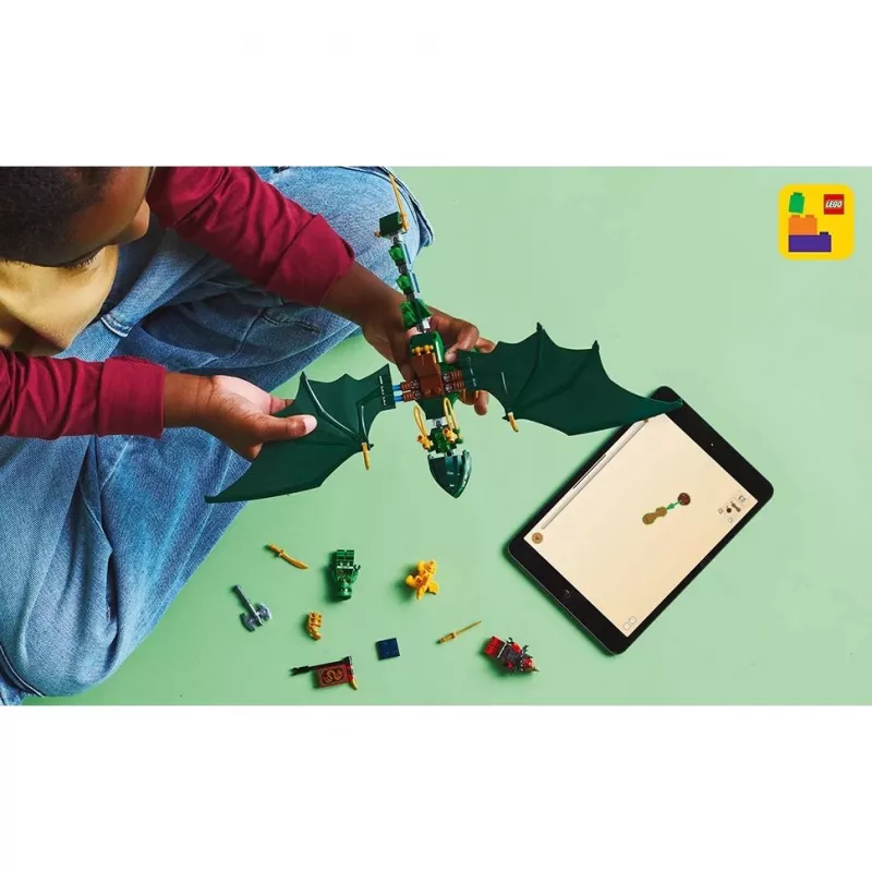Konstrukciju rotaļlietu komplekts LEGO NINJAGO 71829 Lloyd's zaļa Forest Dragon, 128 gabali, 2 minifigūras, vecumam no 6 gadiem