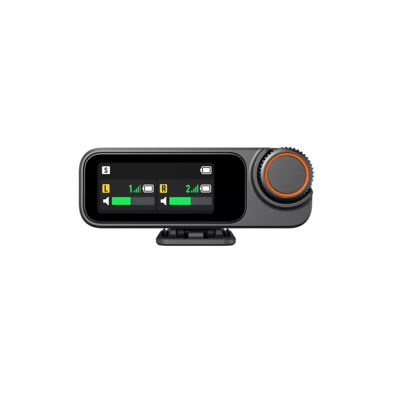 Mikrofona uztvērējs DJI Mic 3 Camera mount melns — darbināms ar baterijām, komplektā 3,5 mm audio un USB kabeļi