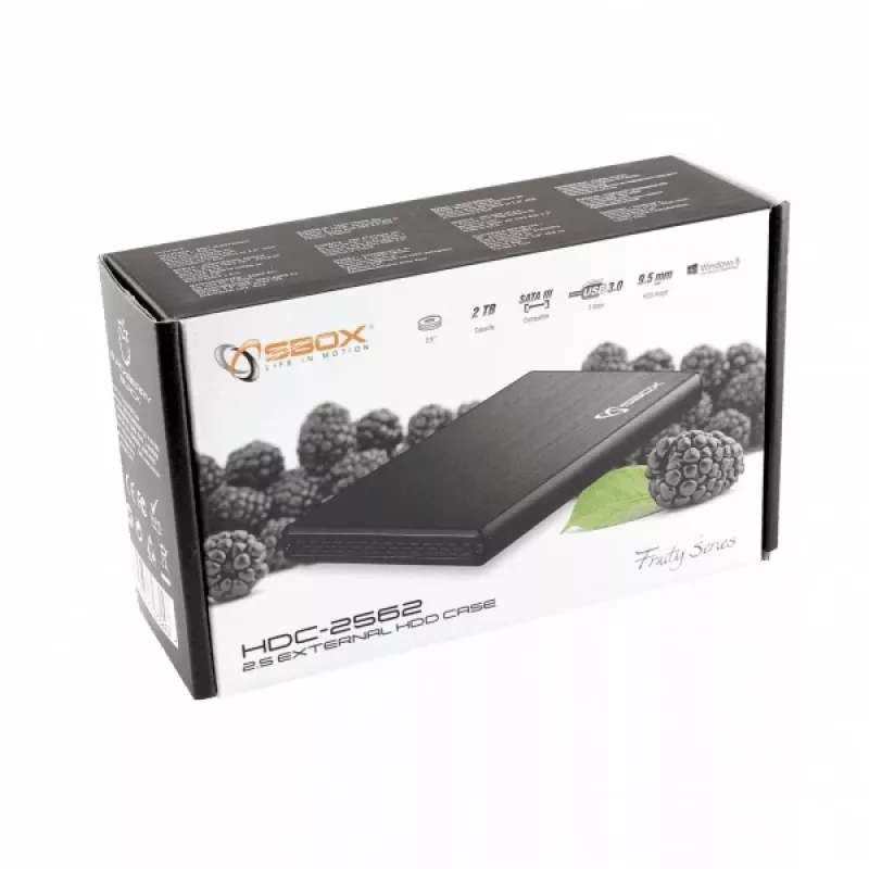 Sbox HDC-2562B 2.5 ārējais cietā diska korpuss Blackberry Black