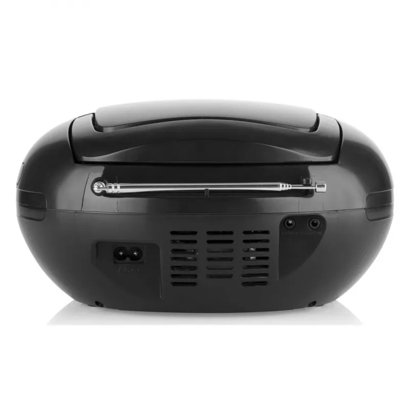 Pārnēsājams CD atskaņotājs JVC RD‑E221B — melns, CD/MP3, kasešu klājs, USB atskaņošana, FM radio, AUX, barošana ar baterijām/maiņstrāvu