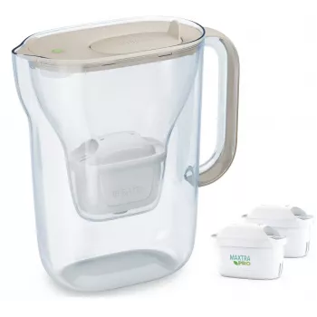 Ūdens filtra krūze BRITA Style Essential 2,4 L ar 2 rezerves kasetnēm (smilšu krāsā)