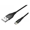 NATEC kabelis USB-C/A 2.0 1m prati LED melns neilons