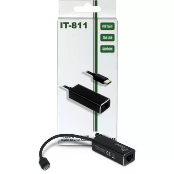 Inter-Tech Argus IT-811 - tīkla adapteris - USB-C - Gigabit Ethernet - melns (88885438)