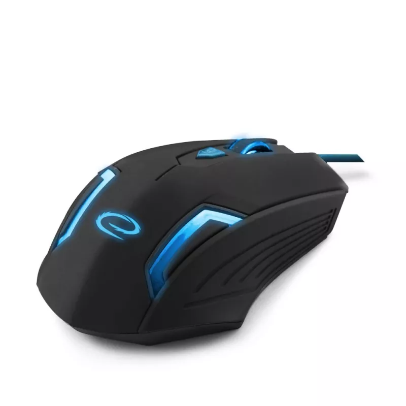 Esperanza MX205 FIGHTER - Pele - USB - Zila - Hiiri - Optiskā - 6 pogas - Melna