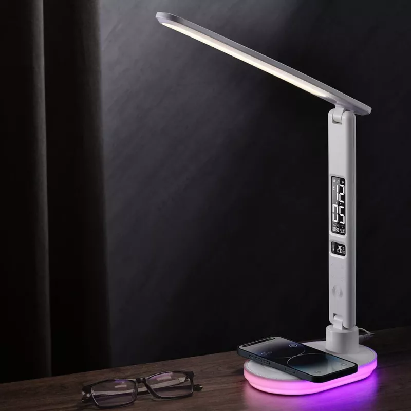 Galda lampa Hawk HW-LAMP03 balta RGB — regulējama LED galda lampa ar RGB apgaismojumu