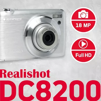 Agfa Photo DC8200 Sudraba + Maciņš + SD karte 16GB