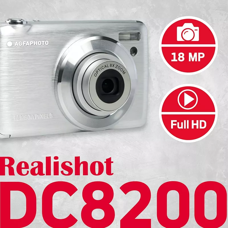 Agfa Photo DC8200 Sudraba + Maciņš + SD karte 16GB