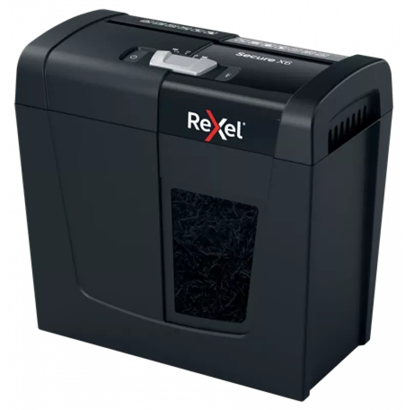 Rexel Secure X6 šķērsgriezuma papīra smalcinātājs P4, šķērsgriešana, 4 x 40 mm, 10 L, 100 lapas, 68 dB, 6 lapas
