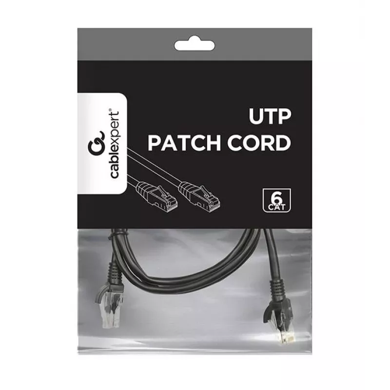 Tīkla kabelis Gembird PP6U-1M RJ-45 Cat6 1m Melns