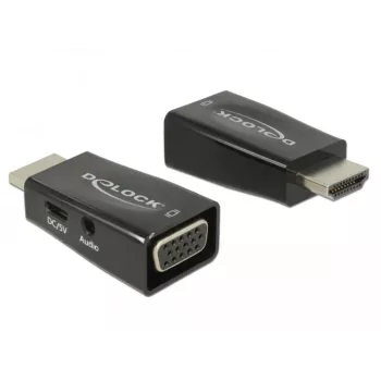 Kabeļa savienotāju adapteris DeLOCK 65901 HDMI A uz VGA un 3,5 mm audio melns