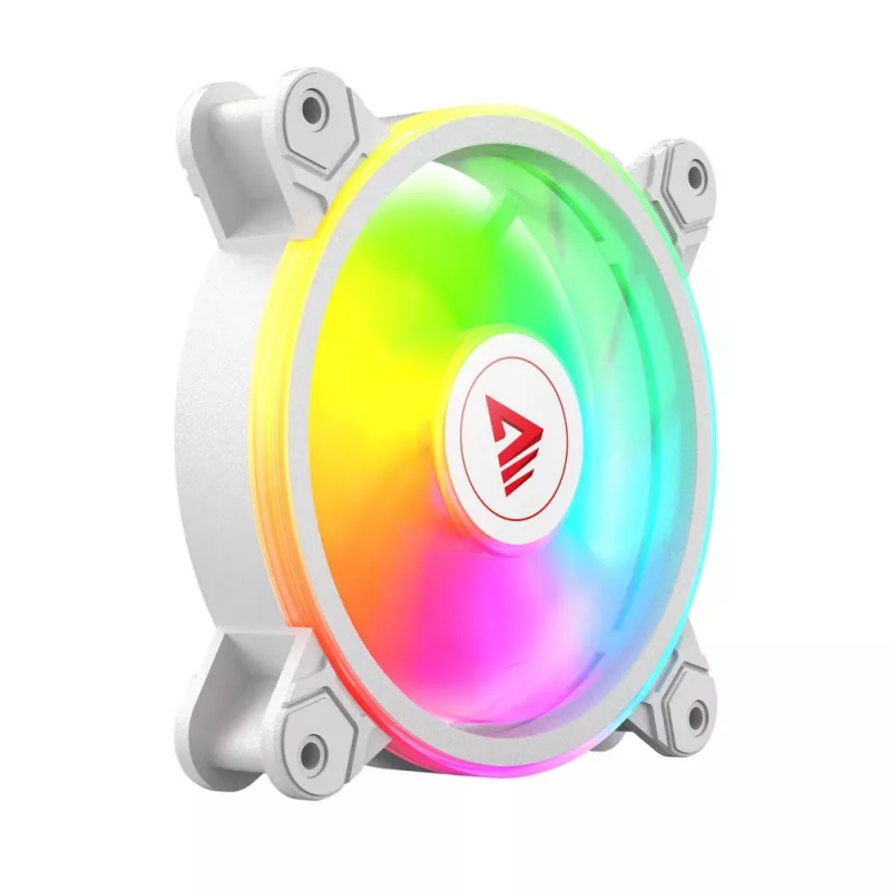 SAVIO FAN-01 balta 4 komplekts 120mm ARGB ventilators ar kontrolieri un tālvadības pulti