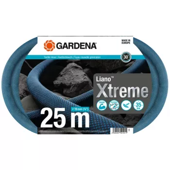 Apaļa laistīšanas šļūtene Gardena Liano Xtreme 25 m zila pelēka oranža