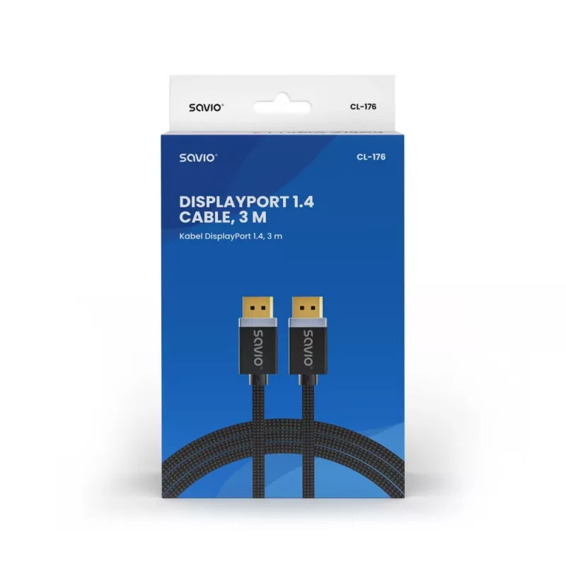 SAVIO DISPLAYPORT (M) - DISPLAYPORT (M) KABELIS, V1.4, 3 m, CL-176
