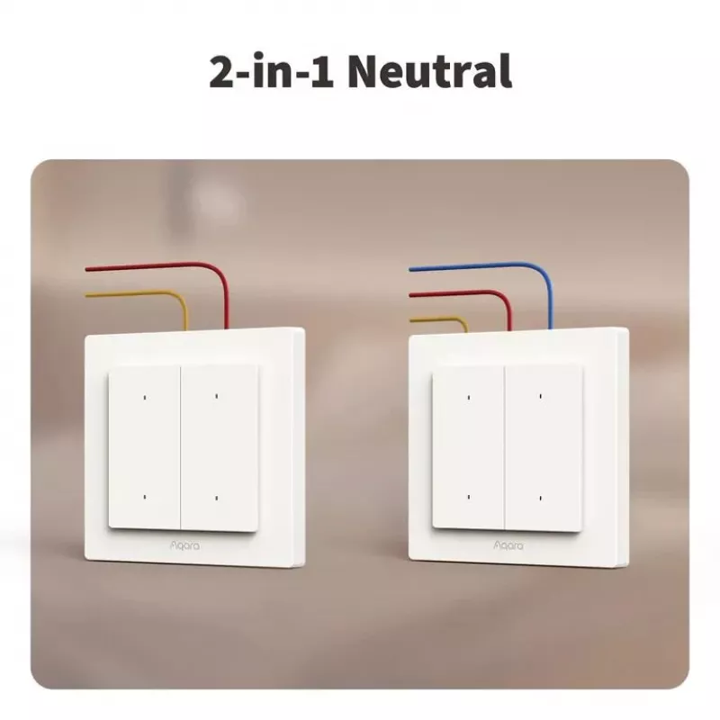 AQARA Light Switch H2 EU (4 pogas, 2 kanāli) (WS-K08D) - Zigbee un Thread sienas slēdzis ar 2 relejiem