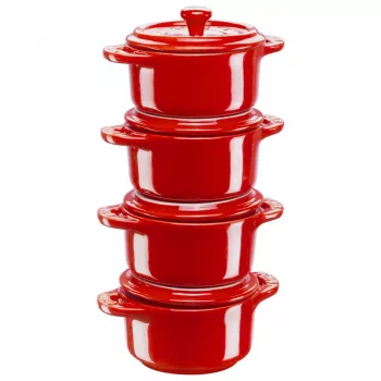 Staub Mini Cocotte Round, 4 gab. - 200 ml, sarkans