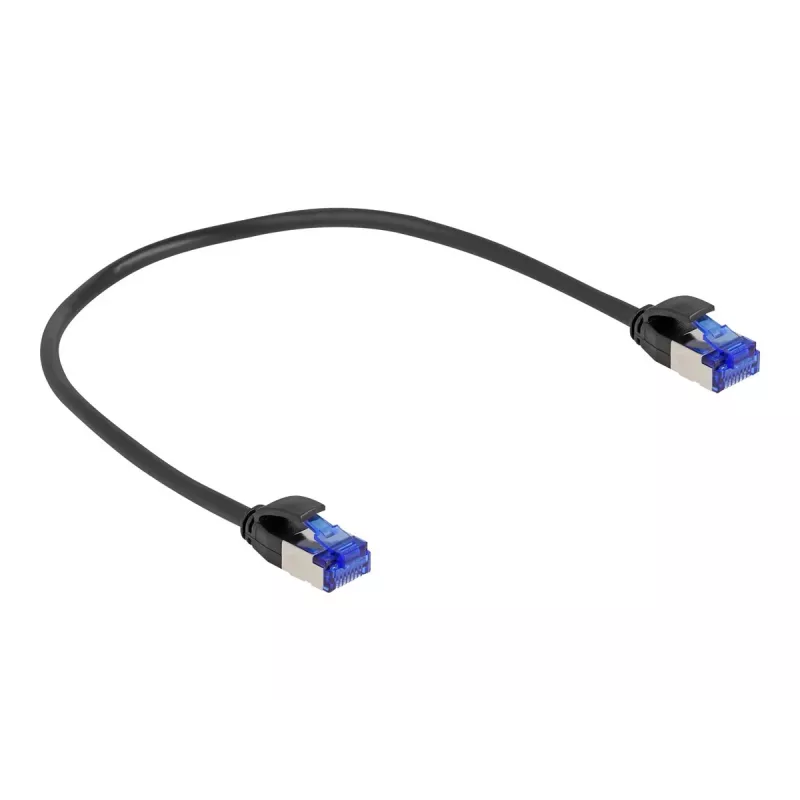 Tīkla kabelis DeLOCK RJ45 Cat.6A S/FTP plāns 0,25 m melns