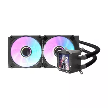 Universāls šķidruma dzesētājs procesoram Darkflash DV240S, 120 mm ventilatori, melns, atbalsta LGA1700/AM5 un citas ligzdas