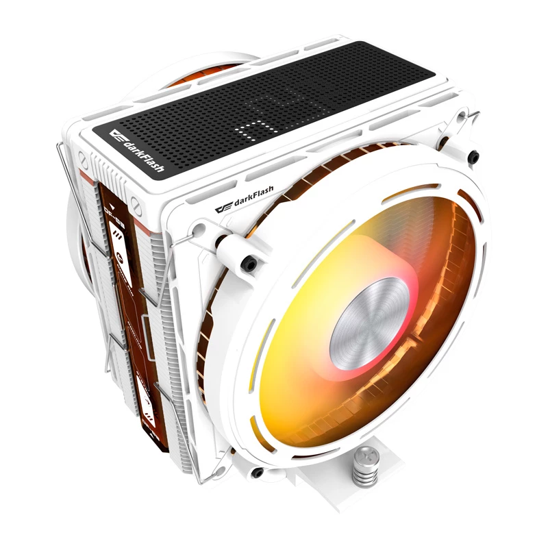 Procesora dzesētājs Darkflash E400 PLUS (balts) — aktīva gaisa dzesēšana centrālajam procesoram, torņa dizains, viena ventilatora konfigurācija