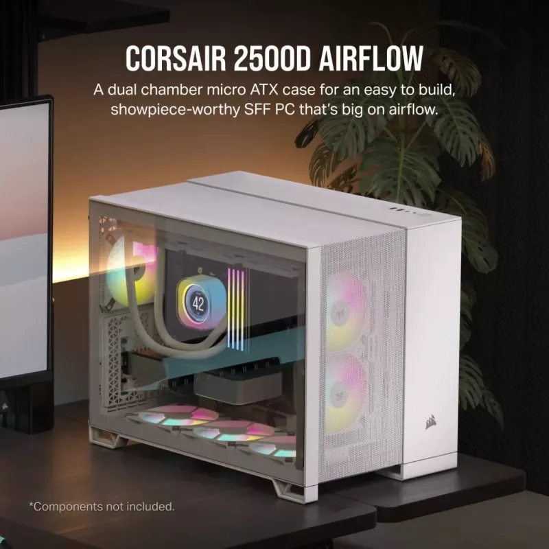 Corsair 2500D AIRFLOW Micro ATX Dual Chamber PC Case – balta CC-9011264-WW