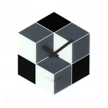 NeXtime klok 8171 Cubic, 43.5x37 cm, pie sienas stiprināms, Melns/ Balts/ Pelēks