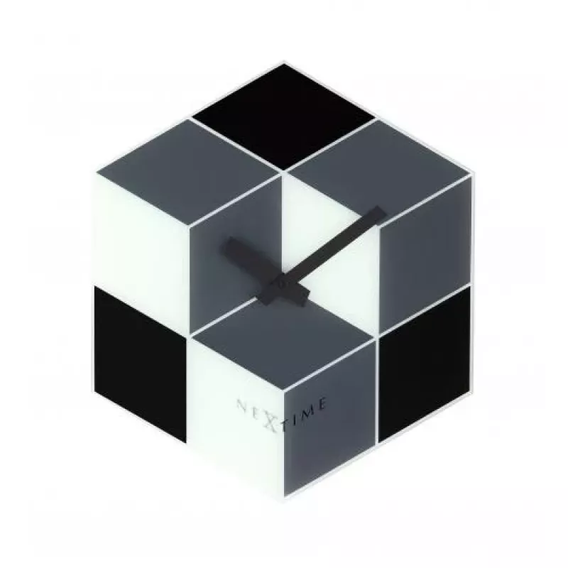 NeXtime klok 8171 Cubic, 43.5x37 cm, pie sienas stiprināms, Melns/ Balts/ Pelēks