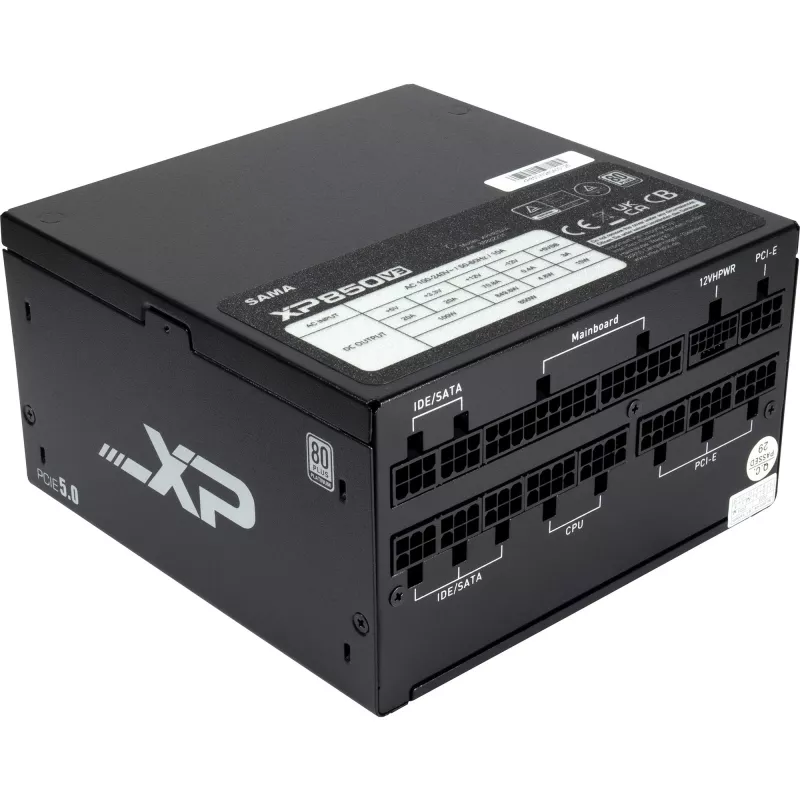 SAMA XPH-850A, PC barošanas bloks 1x 12 kontaktu High Power GPU, 3x PCIe, kabeļu pārvaldība, 850 W