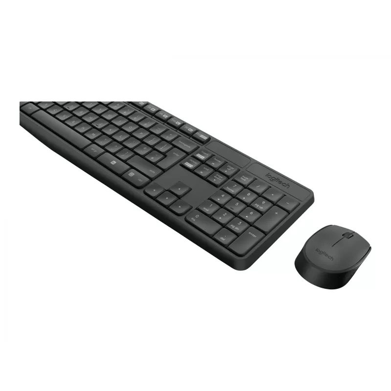Logitech MK235 Izturīgs bezvadu tastatūras un peles komplekts pelēkā krāsā