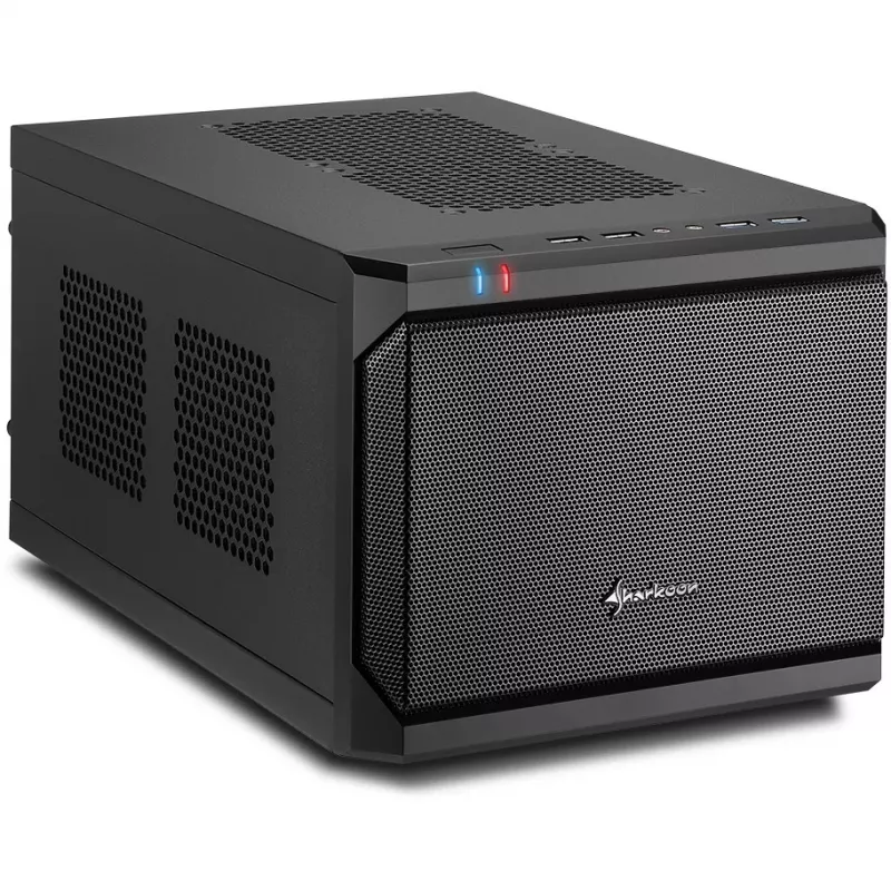 Sharkoon QB One Melns - Midi/Minitower ITX, Mini-ITX 3,5 - PC-/Server barošanas bloka dzesētājs - USB, USB 2.0, USB 3.0