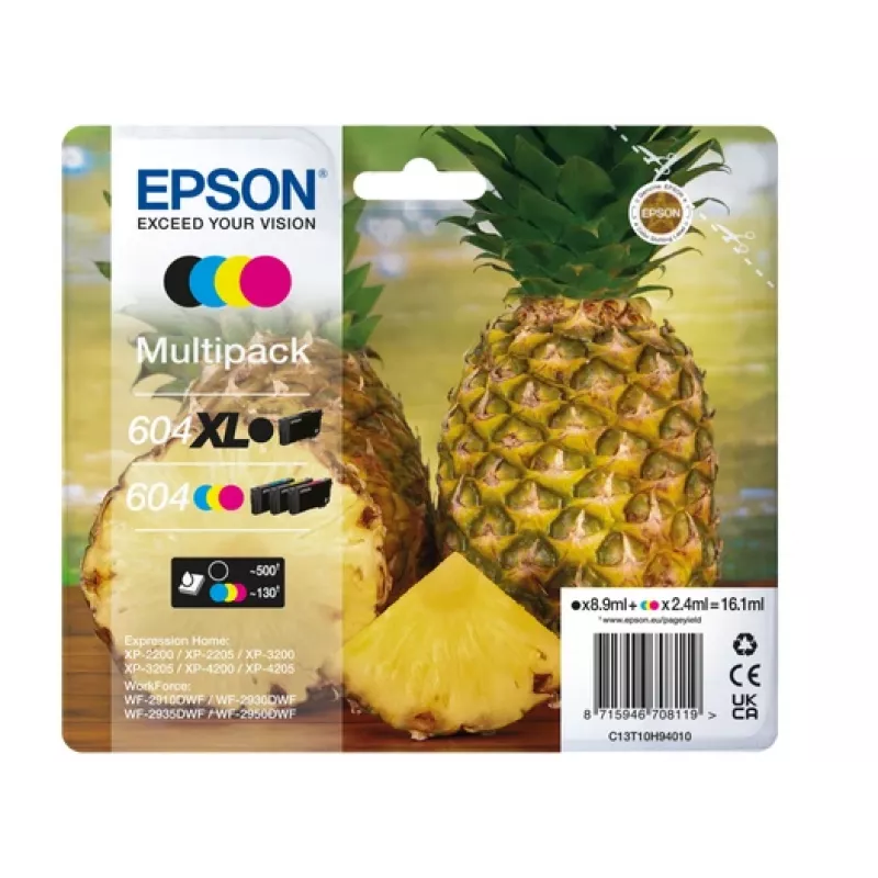 Epson 604XL tintes kasetne 4 gab. Oriģināls Augsta (XL) ietilpība Melna, Ciāna, Purpursarkana, Dzeltena