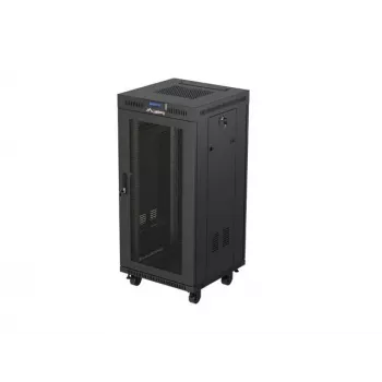 Rack cabinet LANBERG FF01-6624-23BL 24U freestanding 19 inch 600×600 mm IP20 Melns