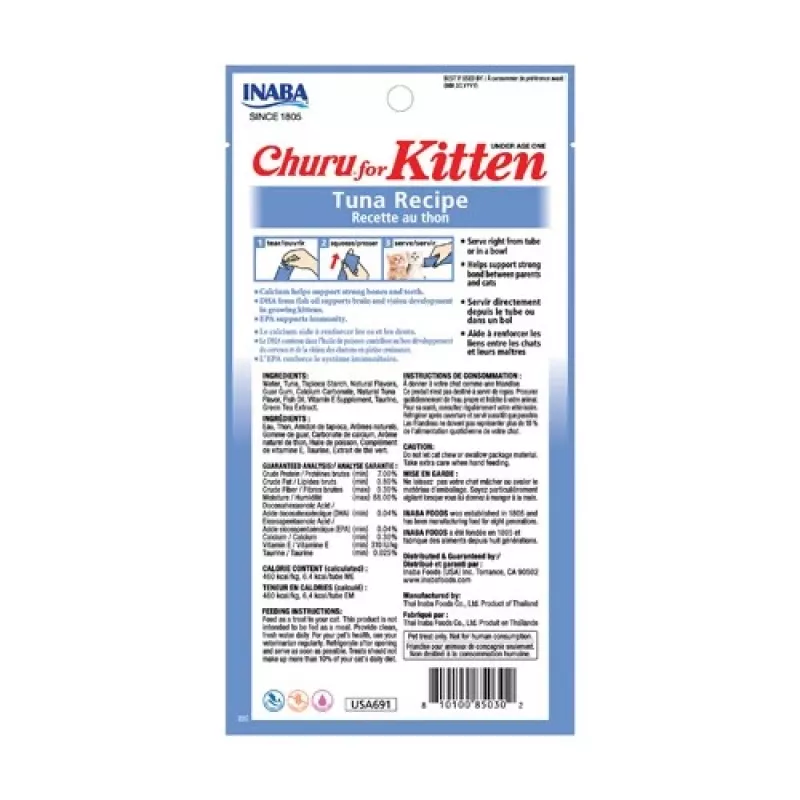 INABA Churu Kitten Tuna Recipe - kaķu kārumi - 4x14g