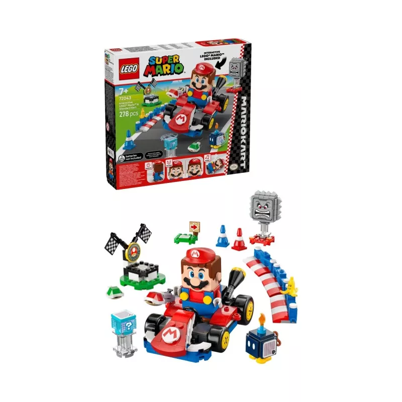 LEGO konstruktors 72043 Super Mario interaktīvais Mario Karts ar standarta kartingu