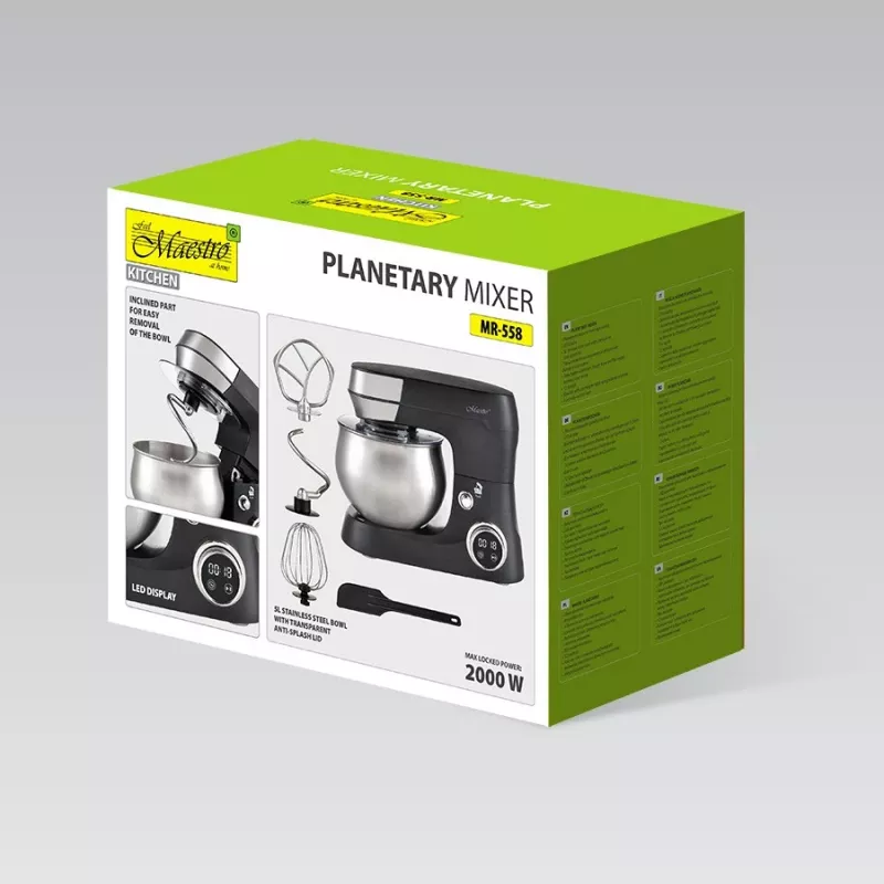 Feel-Maestro MR-558 Planetārais mikseris ar 5 l bļodu, 2000 W Melns