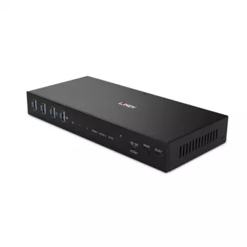 Lindy 2 pieslēgvietu divu galviņu HDMI 4K60, USB 3.0 KVM slēdzis, 4096 x 2160 pikseļi, 4K Ultra HD, melna