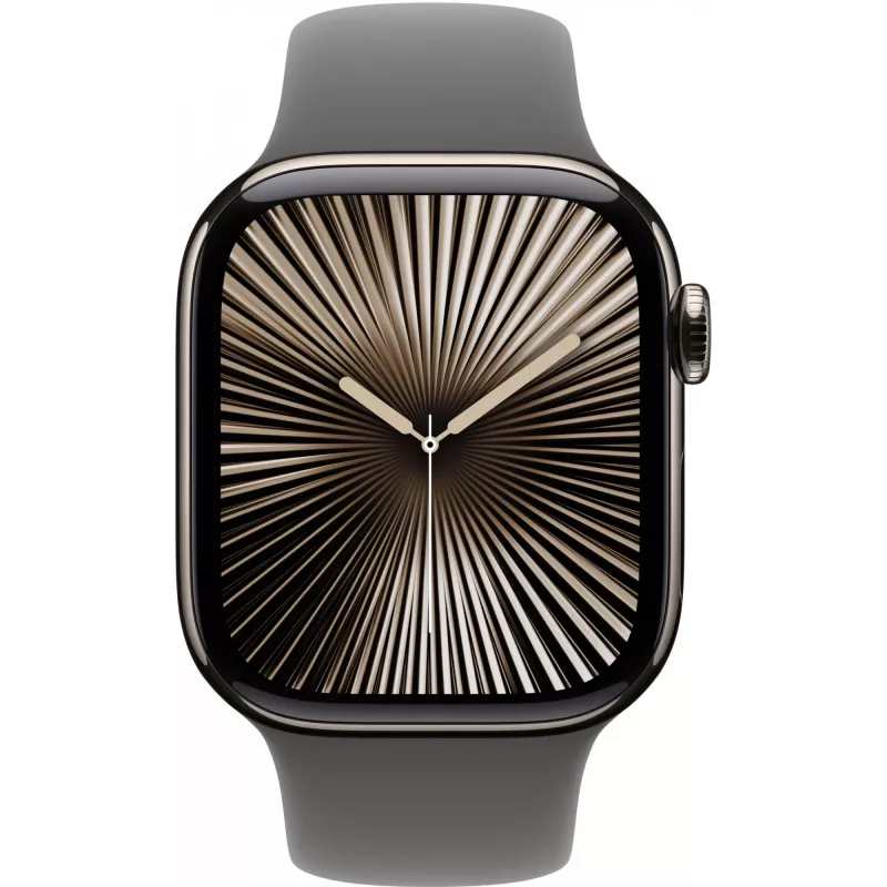 Apple Watch Series 10 GPS + Cellular 42mm Natural Titanium Case with Stone pelēka Sport Band - S/M (MWXD3QF/A)