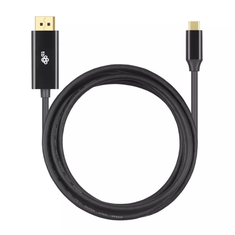 USB-C uz DisplayPort kabelis TB AKTBXVDUSBCDP2B 2 m — melns