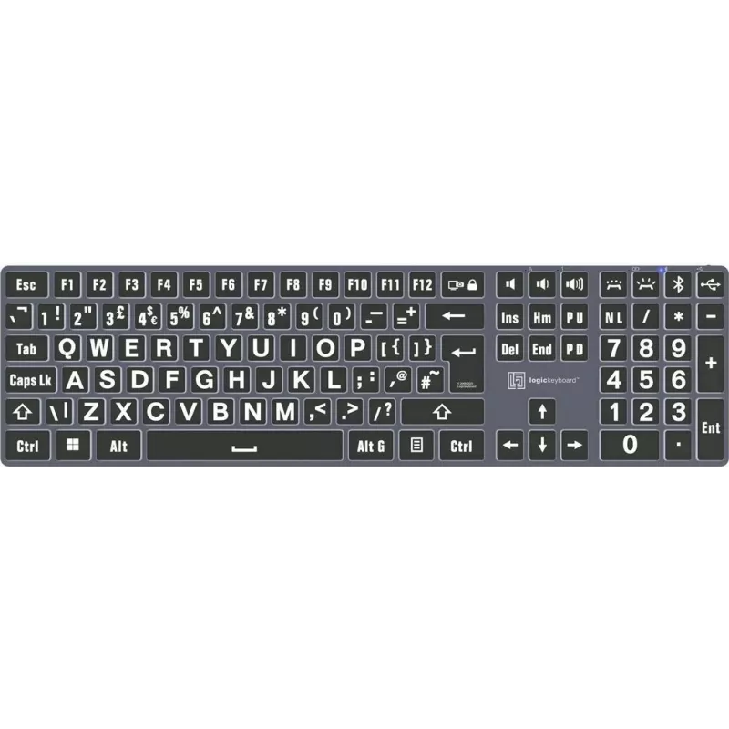 Mehāniskā tastatūra LogicKeyboard XL-Print balta on Melns TITAN UK izkārtojums priekš PC LKB-LPWB-TPC-UK