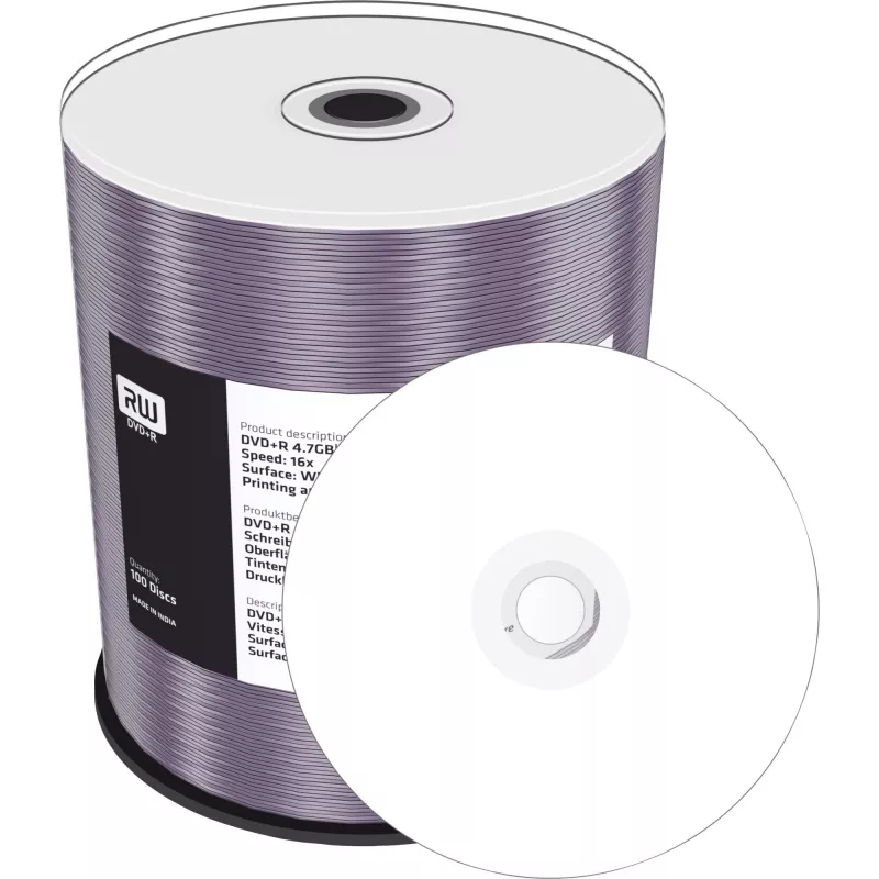 MediaRange Inkjet Fullsurface-Printable - 100 x DVD+R 16x - datu nesējs (MR414)