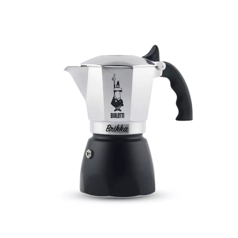 Moka katls Bialetti Brikka 0,17 L — plīts virsmas espresso automāts, 4 tasītēm, alumīnija, nav paredzēts indukcijai